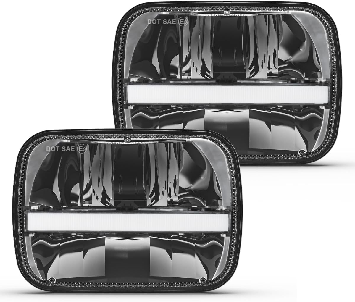BICYACO 2PCS 105W 7x6 LED Headlight for Jeep Wrangler YJ