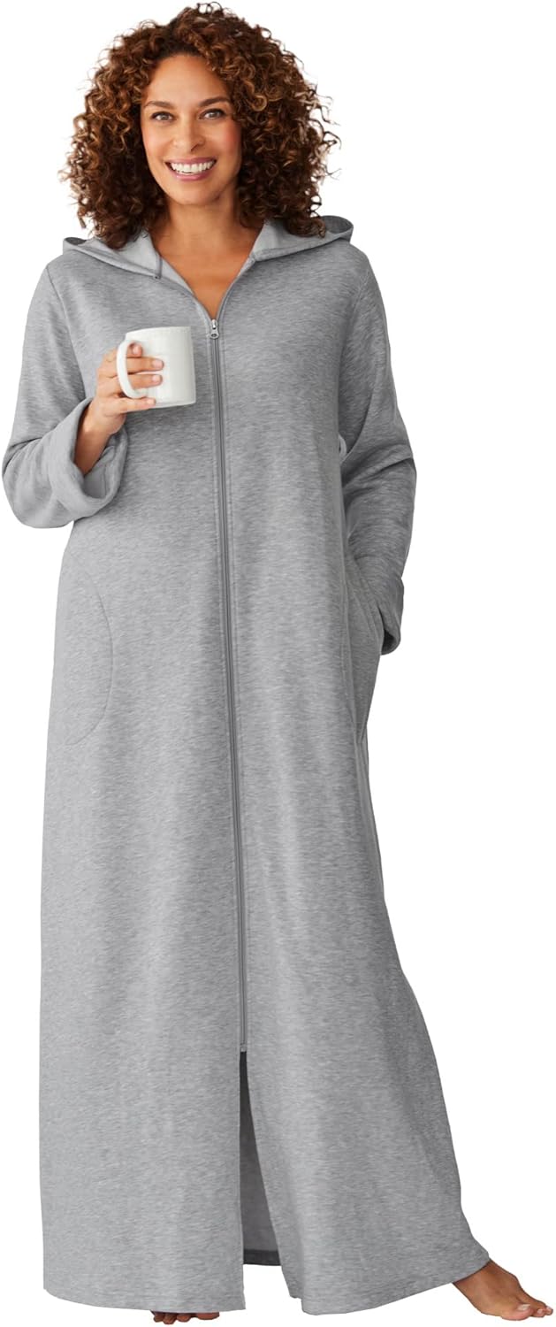 Plus Size Long Hooded Fleece Sweatshirt Robe for Comfort