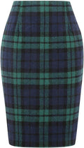 Womens Wool Plaid Pencil Skirt Knee Length Midi - Classic Fall Style