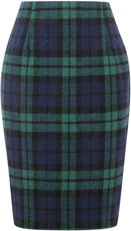 Womens Wool Plaid Pencil Skirt for Fall Winter Fashion 2025
