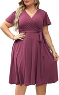 Nemidor Plus Size V Neck Midi Dress for Curvy Women (Style JYWJ)