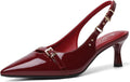 Mostrin Slingback Kitten Heels for Women - Comfortable Burgundy