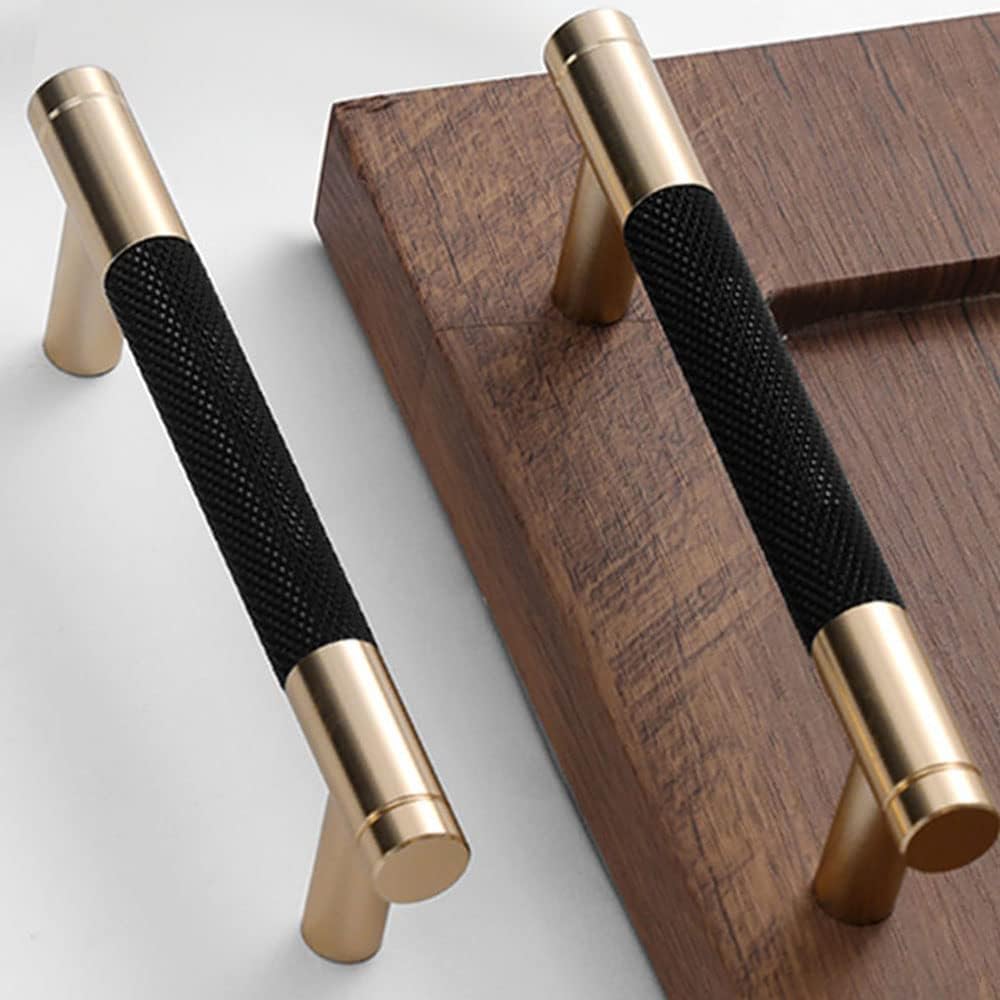 12 Pack 3 3/4 Inch Gold and Black Cabinet Handles for Modern Homes