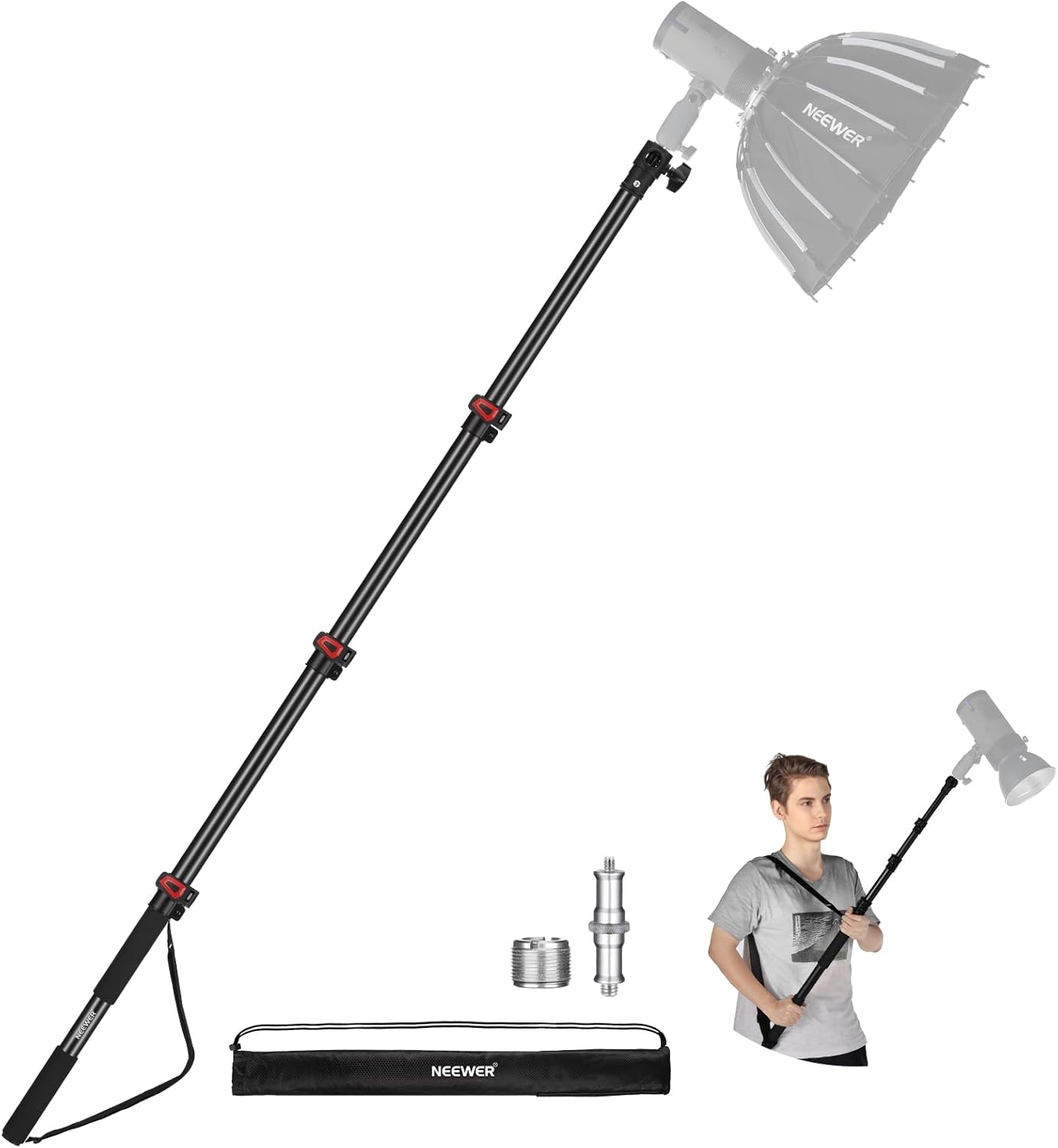 NEEWER 7.5ft Boom Pole Stand for Lighting and Audio Setup