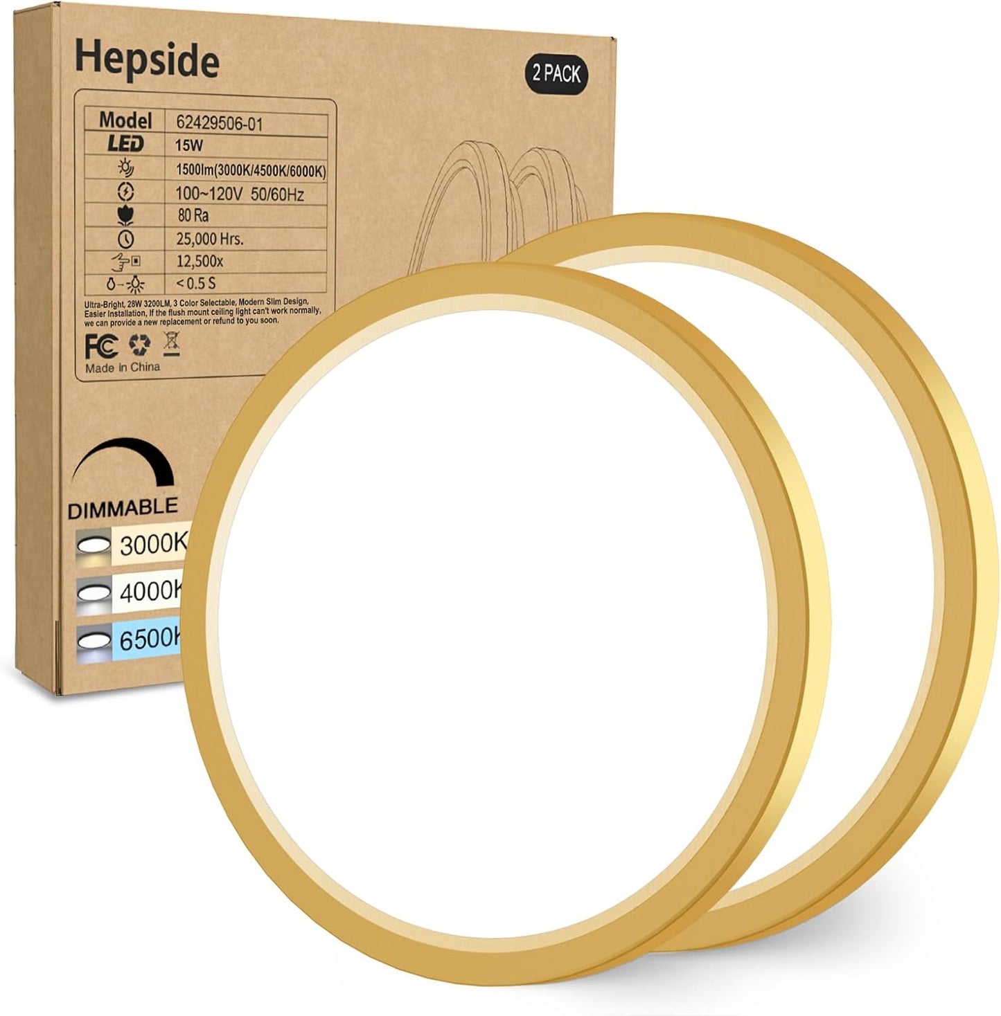 Hepside Dimmable Flush Mount Ceiling Light Fixture for Home