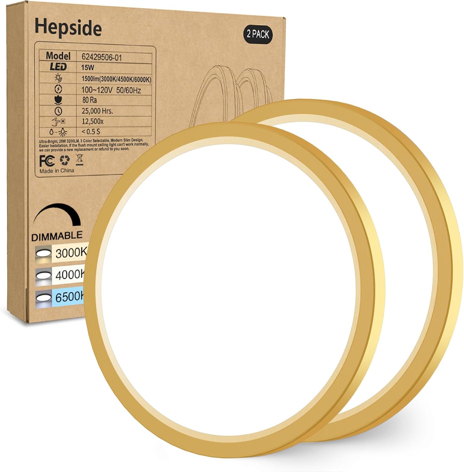 Hepside Dimmable Flush Mount Ceiling Light Fixture for Home