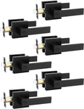 6 Pack Square Privacy Door Levers Locksets in Matte Black - Keyless