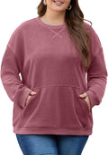 Plus Size Corduroy Crewneck Sweatshirt for Women - Oversized Fit