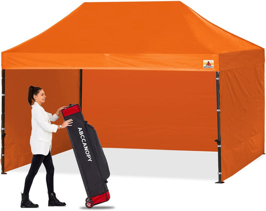 ABCCANOPY 10x15 Easy Pop-up Tent with Sidewalls - Heavy Duty & Orange