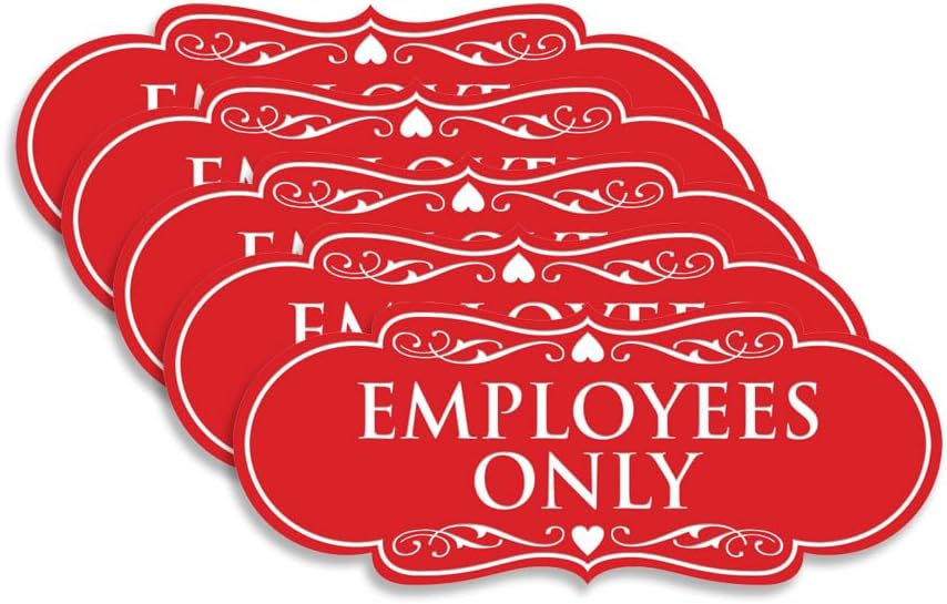 Designer Employees ONLY Sign for Office Safety - Large 5 Pack