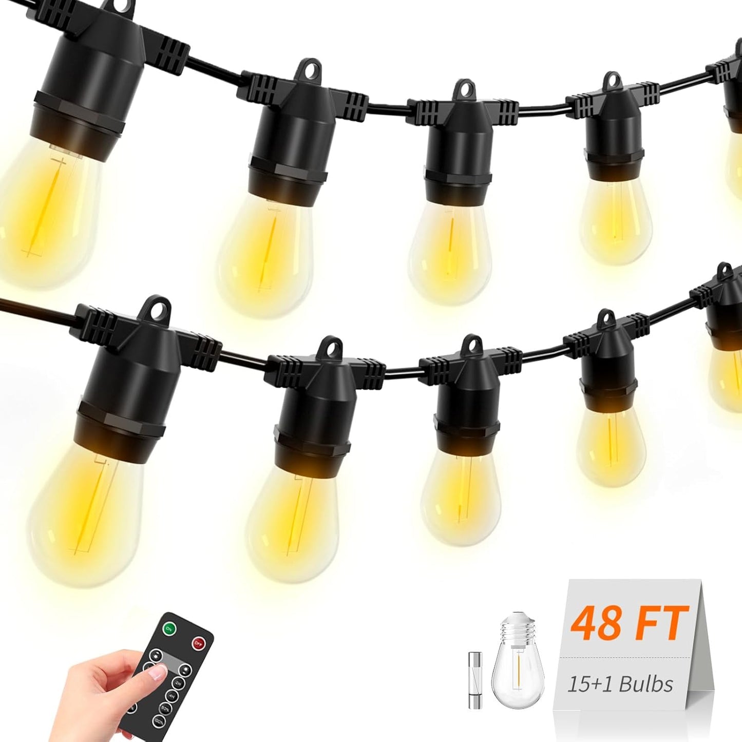 48FT LED Outdoor String Lights for Vintage Patio Ambience