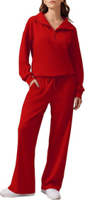 PINSPARK 2 Piece Sweatsuit Set for Women - Oversized Half Zip Women's