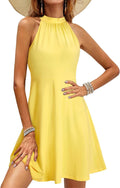 OUGES Halter Neck Floral Summer Casual Sundress - Flattering Fit Shoes