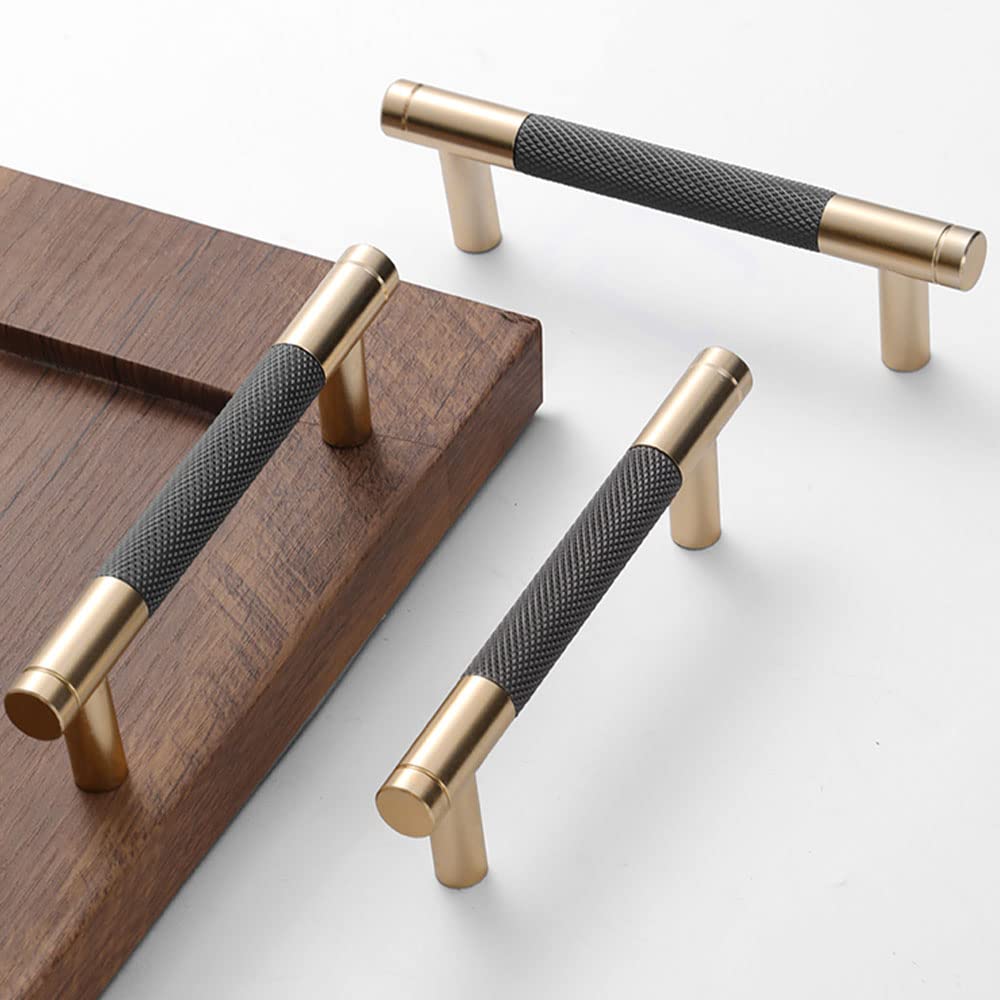 10 Pack 3 3/4 Inch Gold and Grey Knurled Bar Cabinet Pulls