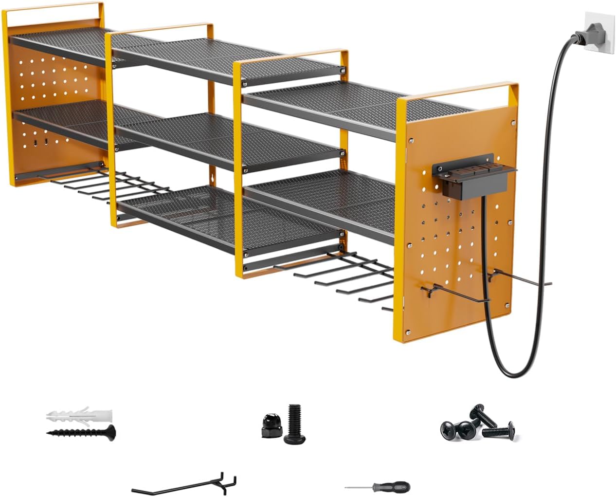 Heavy-Duty Wall Mount Power Tool Organizer with Charging Station