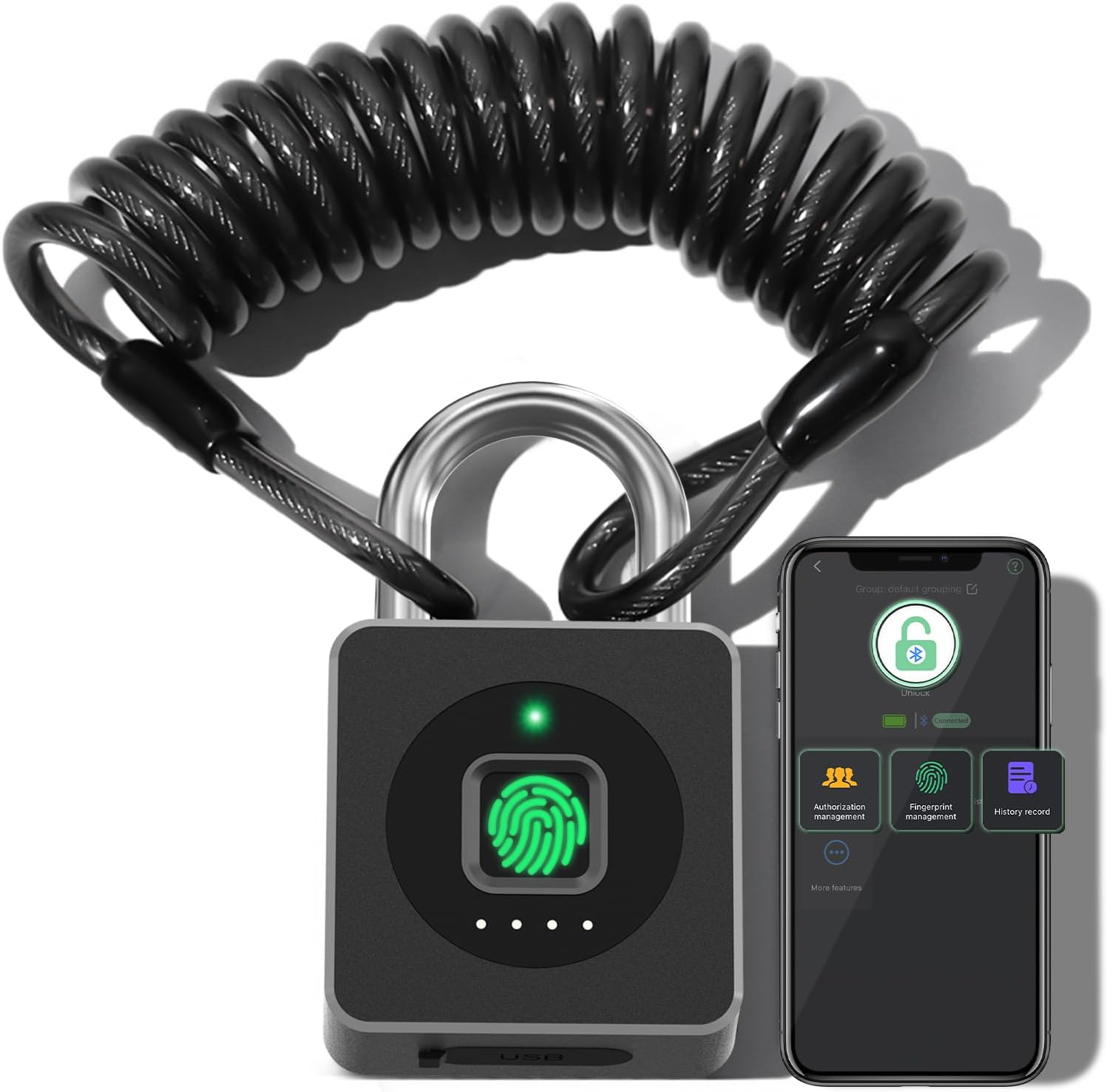 Pothunder Fingerprint Padlock with APP for Keyless Security