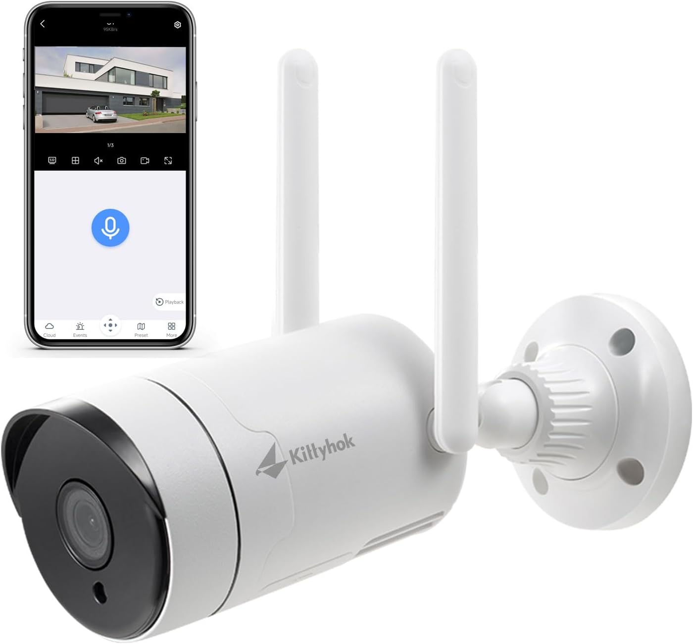 Kittyhok 3MP Wireless Security Camera for Home with Night Vision