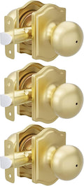 goldenwarm Brushed Gold Privacy Door Knobs 3 Pack - Classic Interior