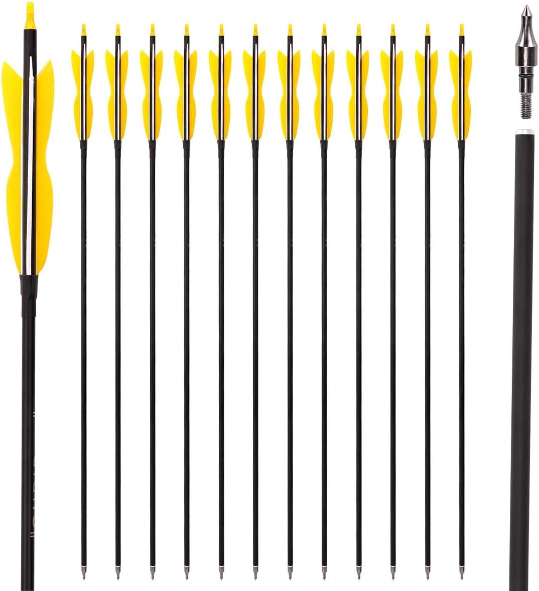 31 Carbon Hunting Arrows for Recurve and Compound Bows - Pack of 12