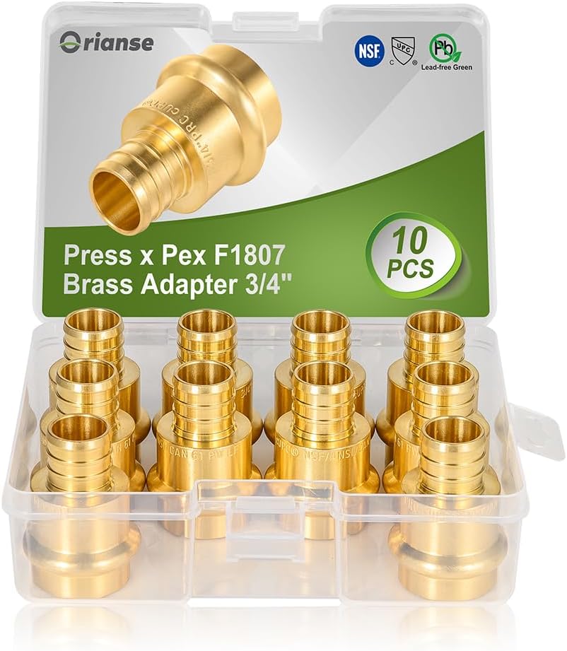 10 Pack 3/4 Inch Press PEX Adapter Crimp Fittings for Plumbing