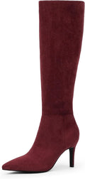 Knee High Boots Women Pointed Toe Tall Boots 3 in Stiletto Heel inches