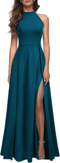 Women's Halter Neck Split Maxi Dress - Sleek Figure-Hugging Fit