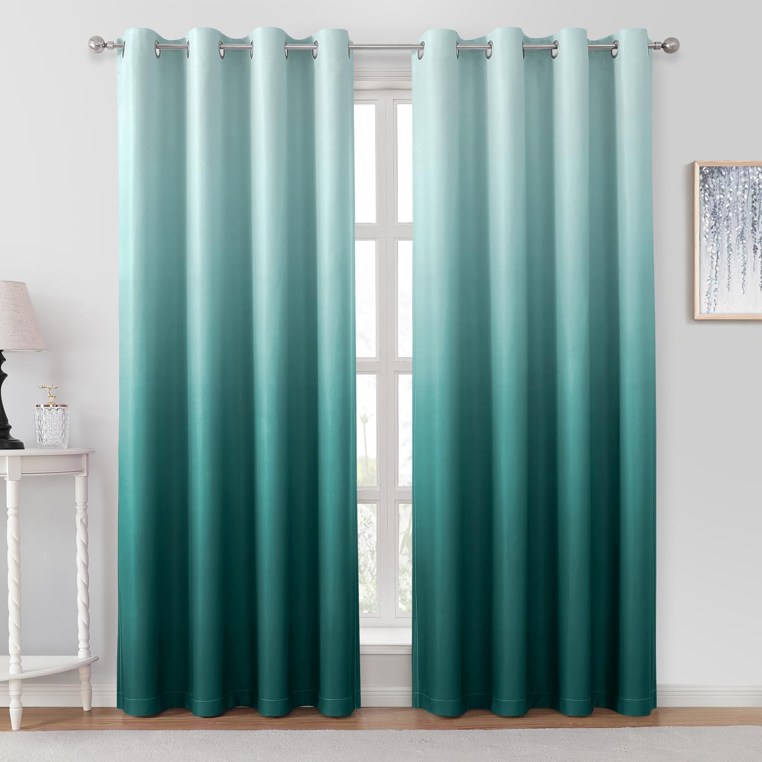 Teal Ombre Blackout Curtains for Stylish Room Darkening