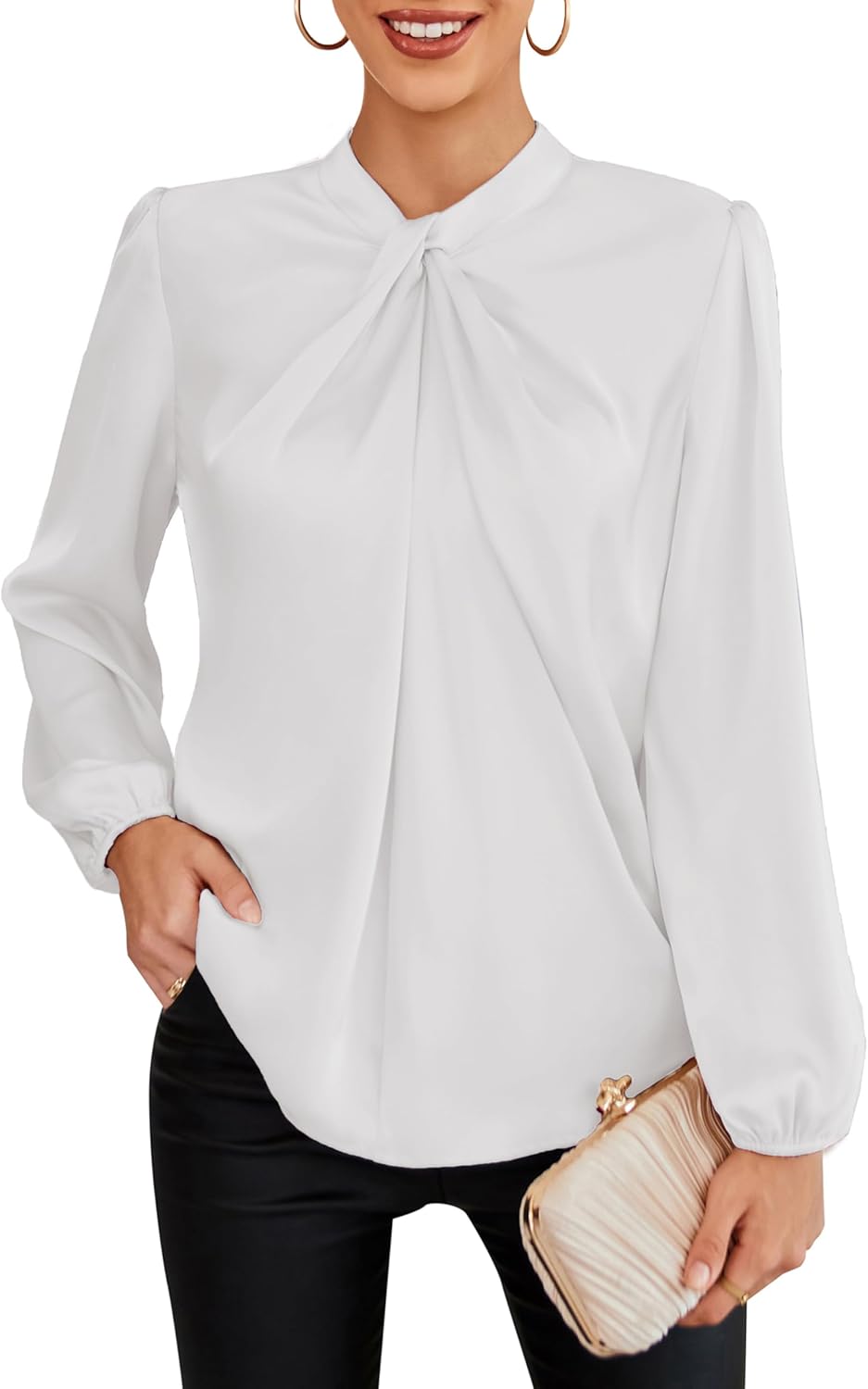 Mock Neck Long Sleeve Blouse for Women by GRACE KARIN