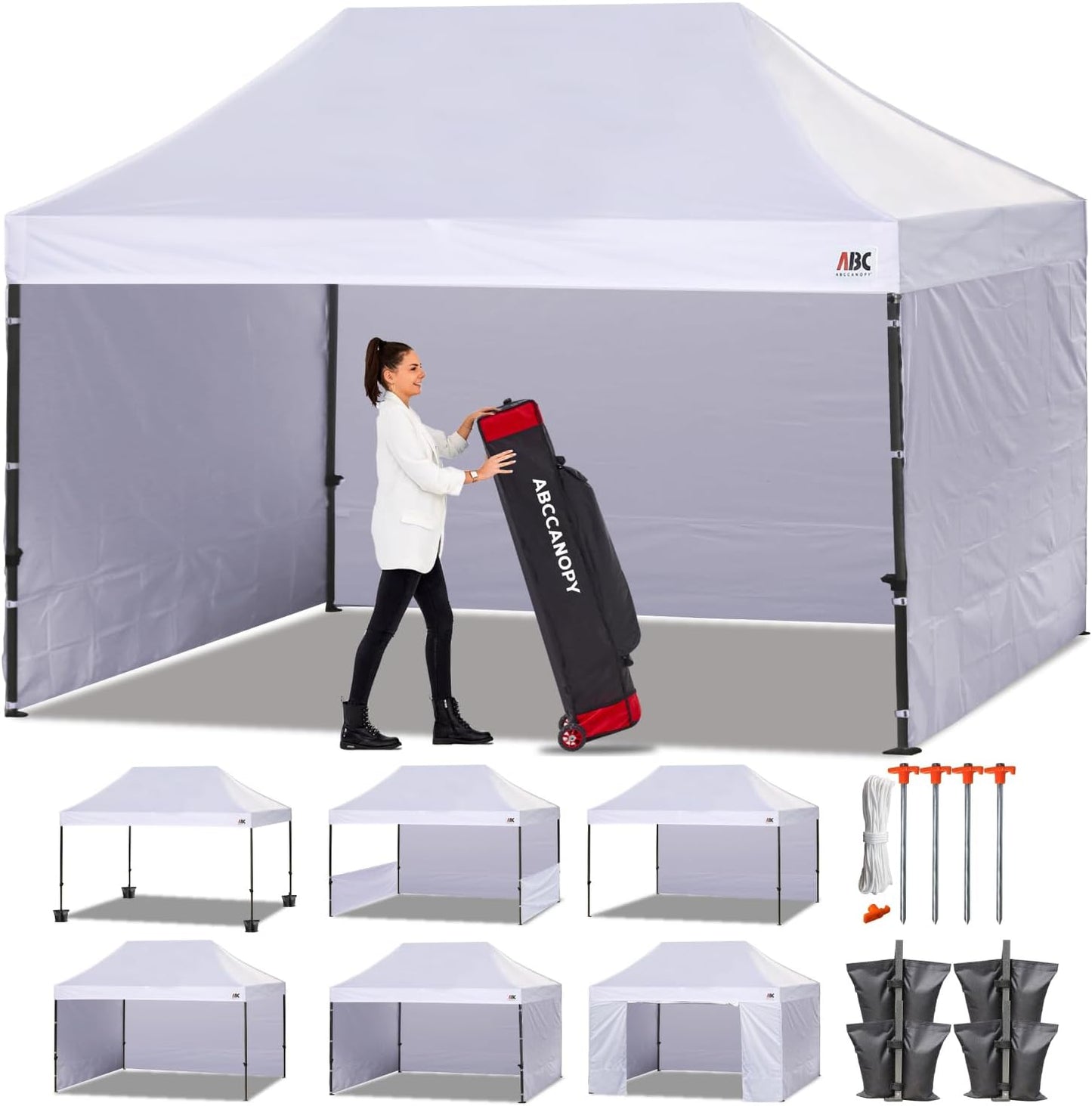 ABCCANOPY Heavy Duty Easy Pop Up Canopy Tent 10x15 White
