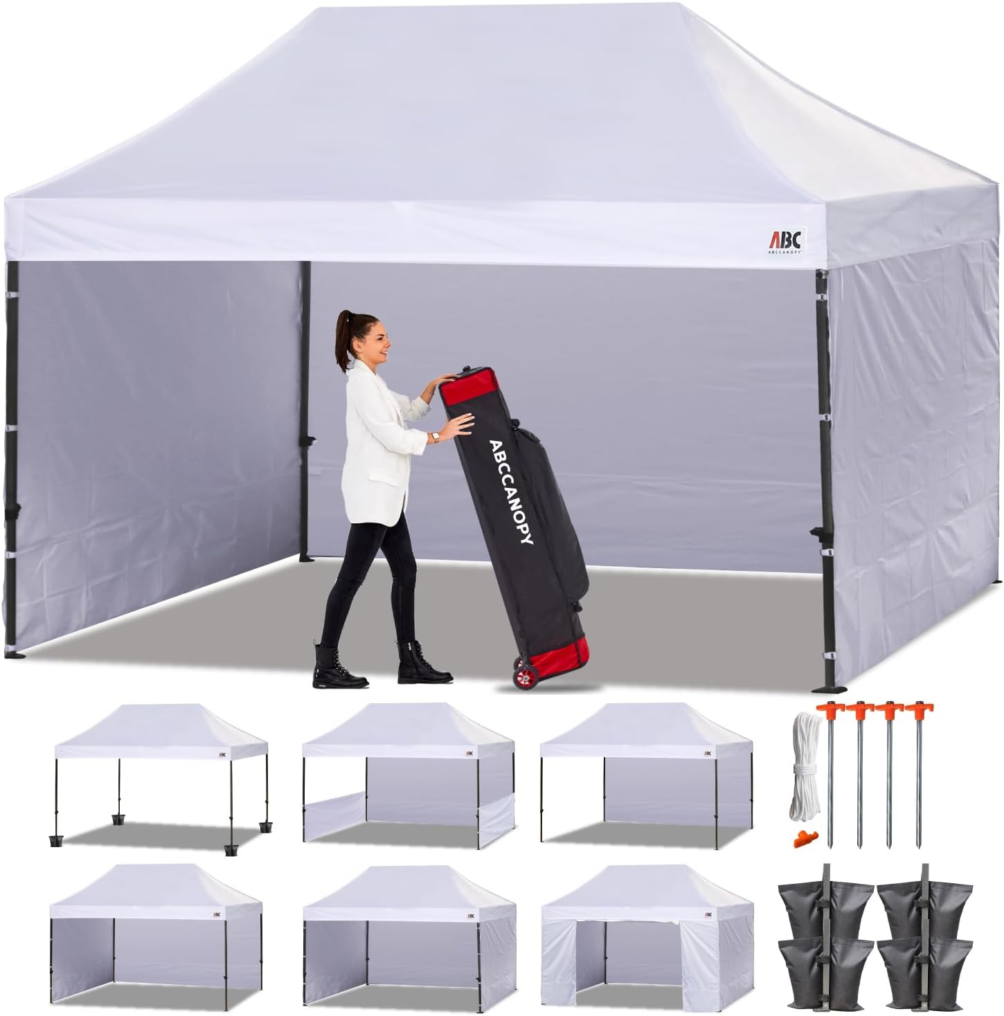 ABCCANOPY Heavy Duty Easy Pop Up Canopy Tent 10x15 White