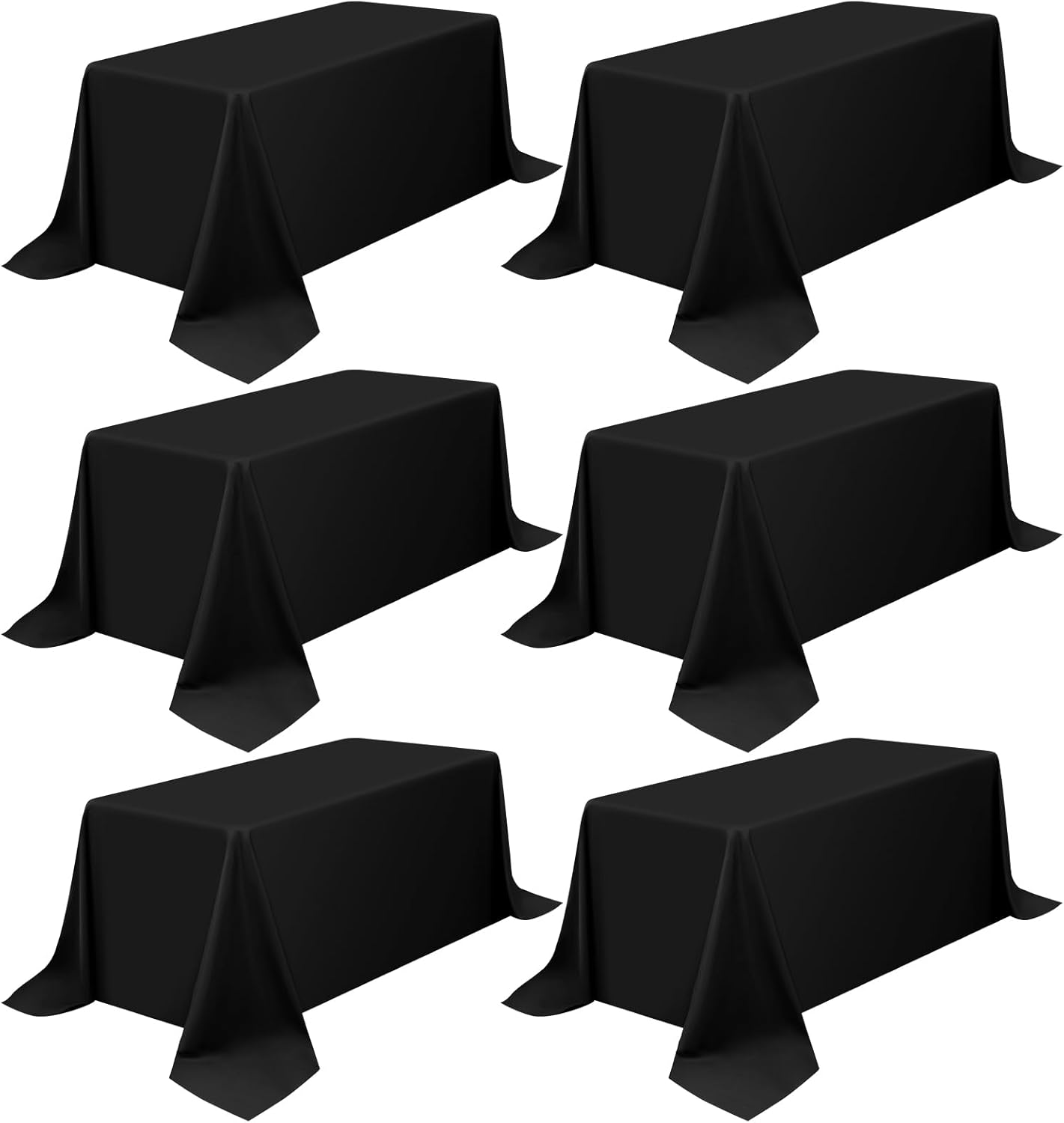 Premium Polyester Tablecloths for 8Ft Tables - 6 Pack Black