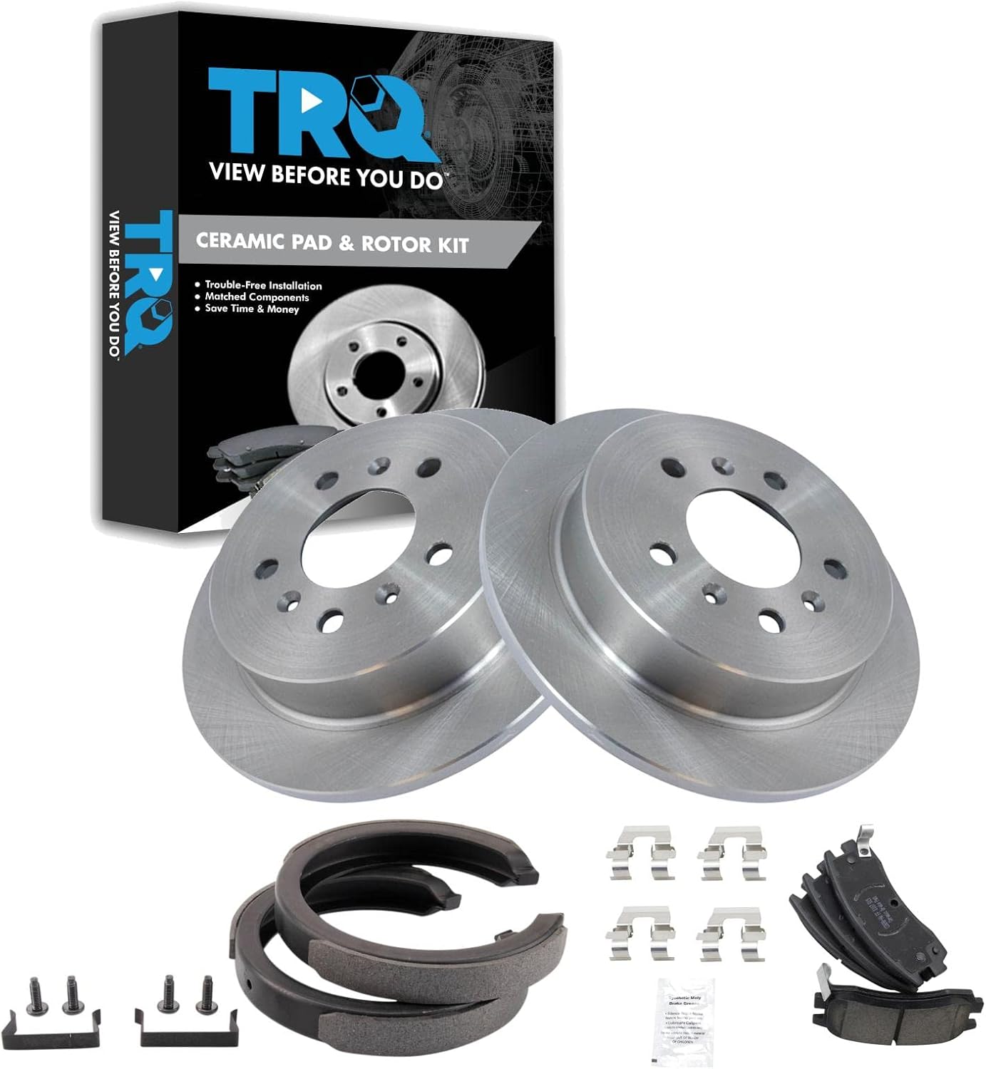 TRQ Rear Brake Pad & Rotor Kit for Buick LaCrosse & Impala