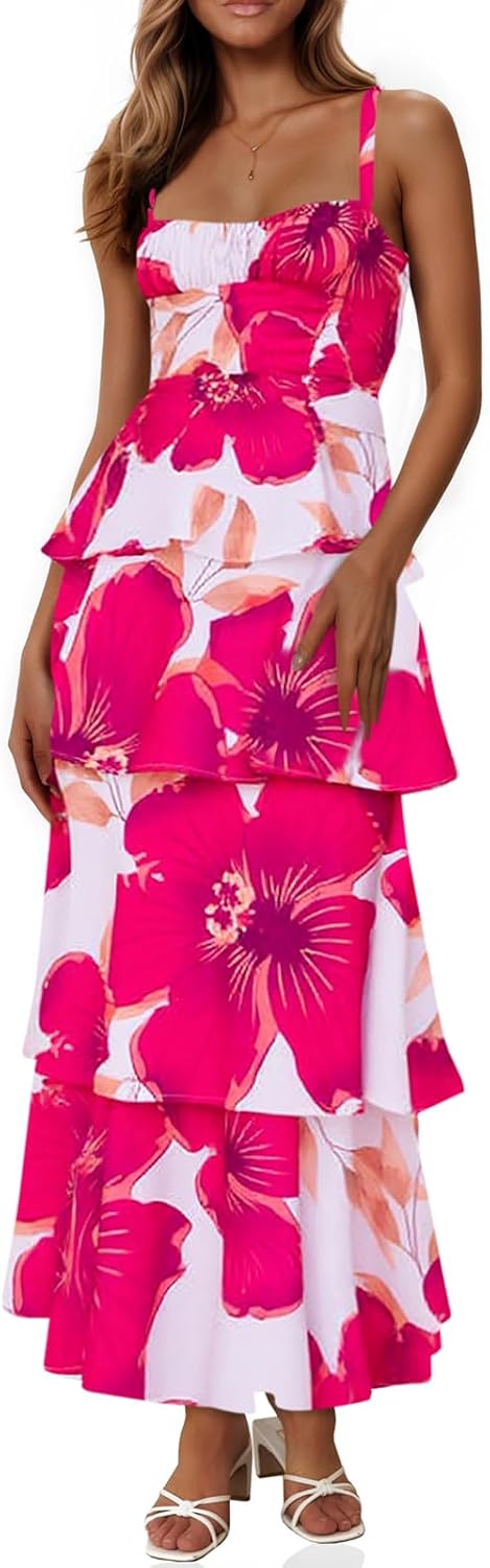 Fisoew Womens Floral Maxi Dresses for Summer Casual Style