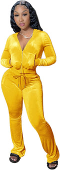Velour Tracksuit for Women Royal Blue - 2 Piece Zip Crop Set