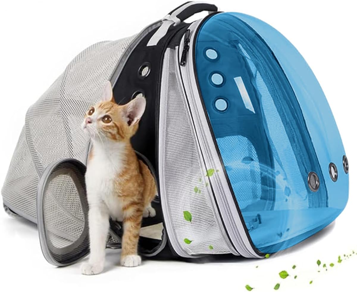 Dual Expandable Polarized Blue Cat Backpack Carrier for Pets