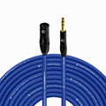 Balanced XLR Cable Male to 1/4ft TRS - 100 ft Blue - Reliable Pro
