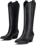 Rollda Cowboy Boots for Women Knee-High Embroidered Western