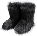 Furry Faux Fur Mid Calf Snow Boots - Warm, Fluffy Comfort