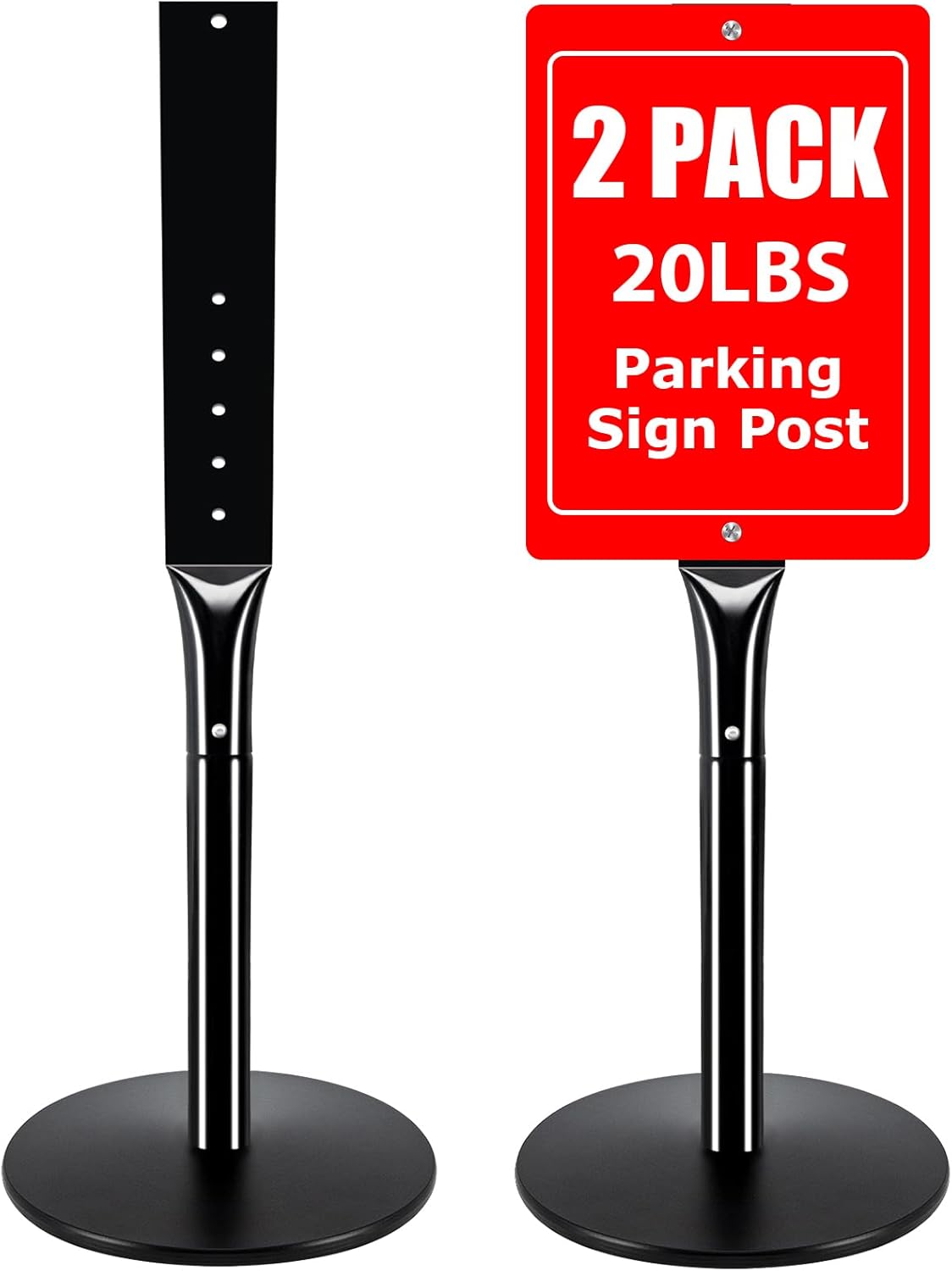 Heavy Duty Parking Sign Post with 20lbs Cast Iron Base for Outdoors