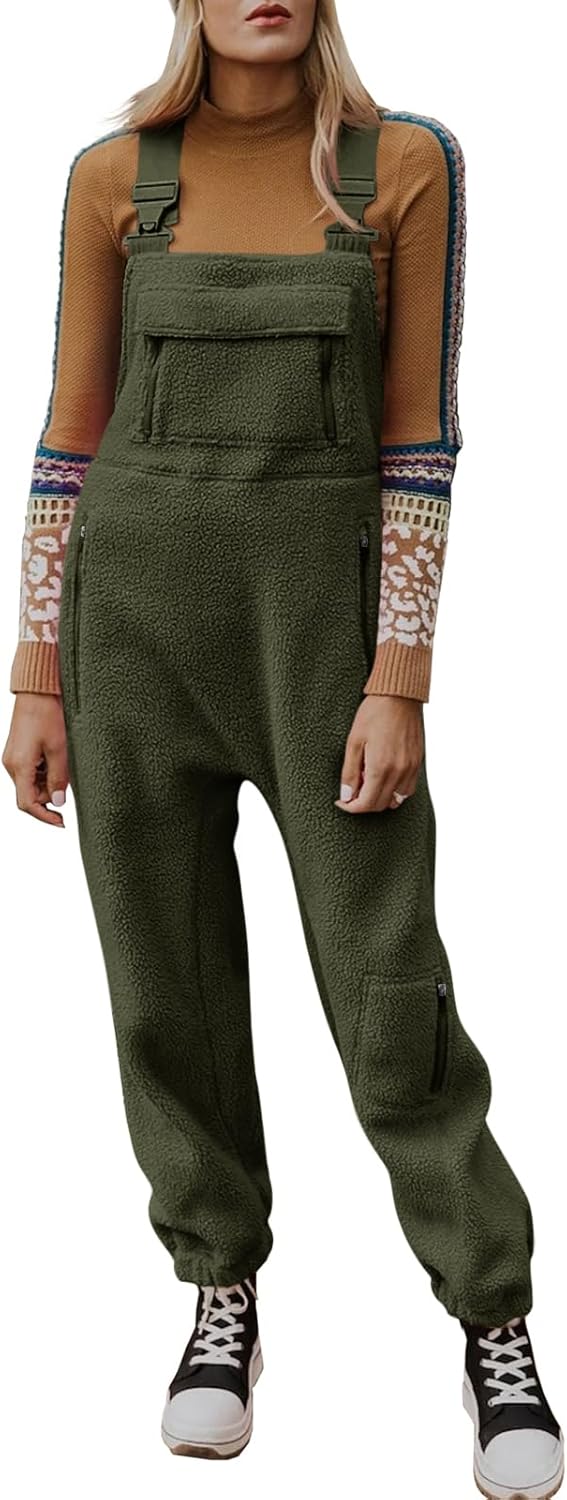 Ebifin Women's Fleece Warm Overalls for Cozy Winter Wear