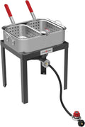 Gas One Double Fryer with 2 Baskets Propane Burner - Outdoor 18Qt