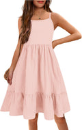 Arshiner Girls' Spaghetti Strap Midi Sundress for Summer Style