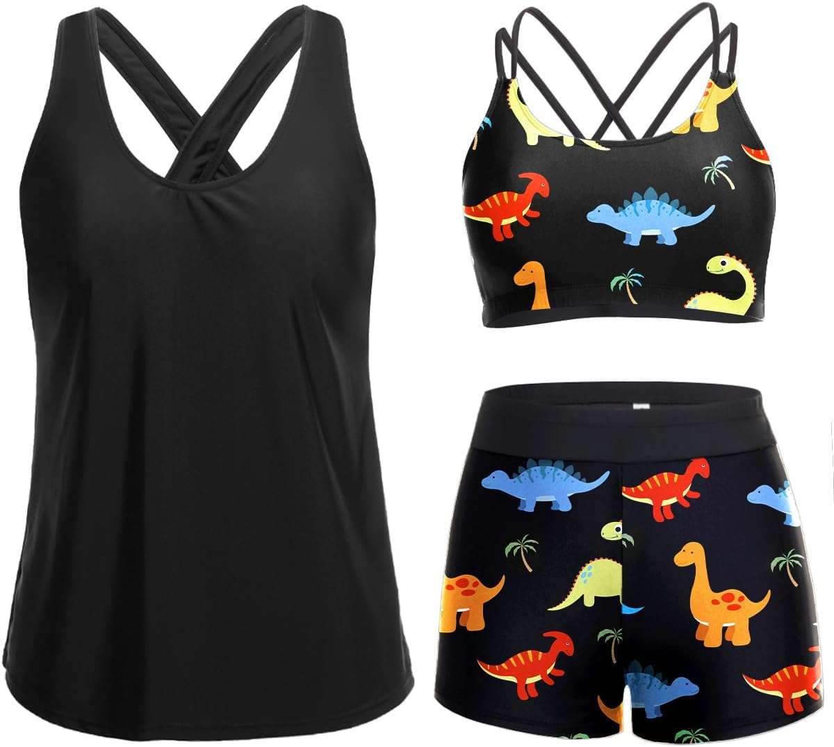 Stylish 3 Piece Tankini Swimsuits for Women with Tummy Control