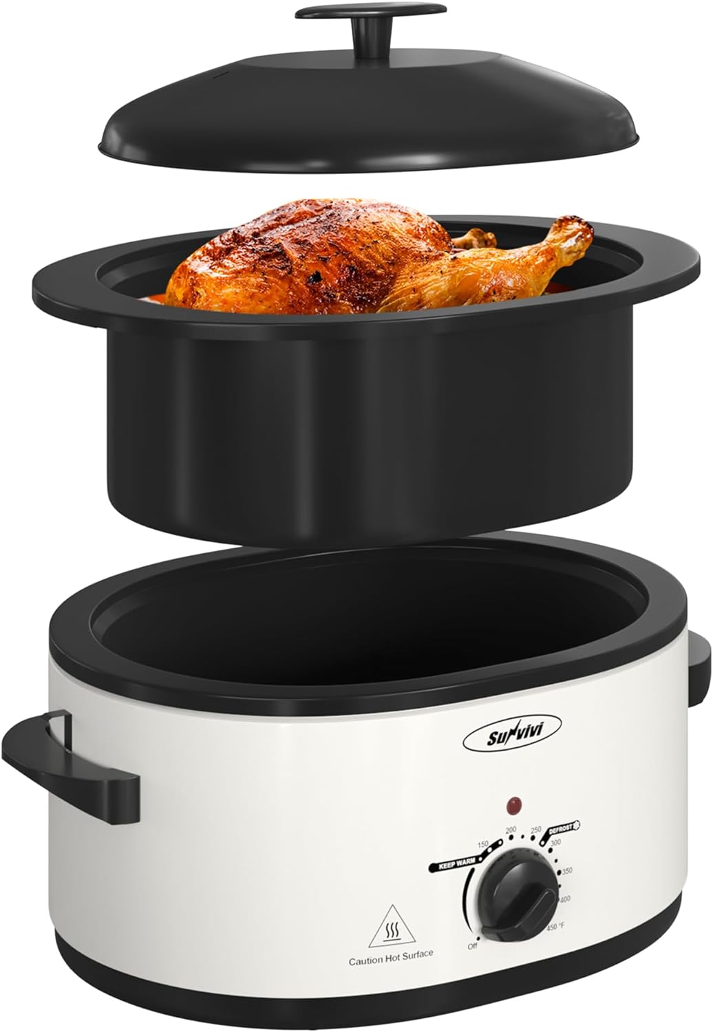 Electric Turkey Roaster Oven with Self-Basting Lid, 8 QT
