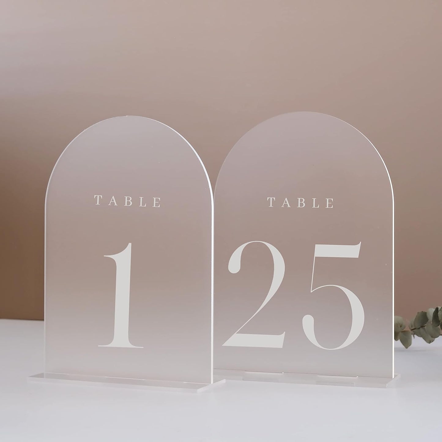 Frosted Arch Table Numbers for Wedding Reception - 25 Pack
