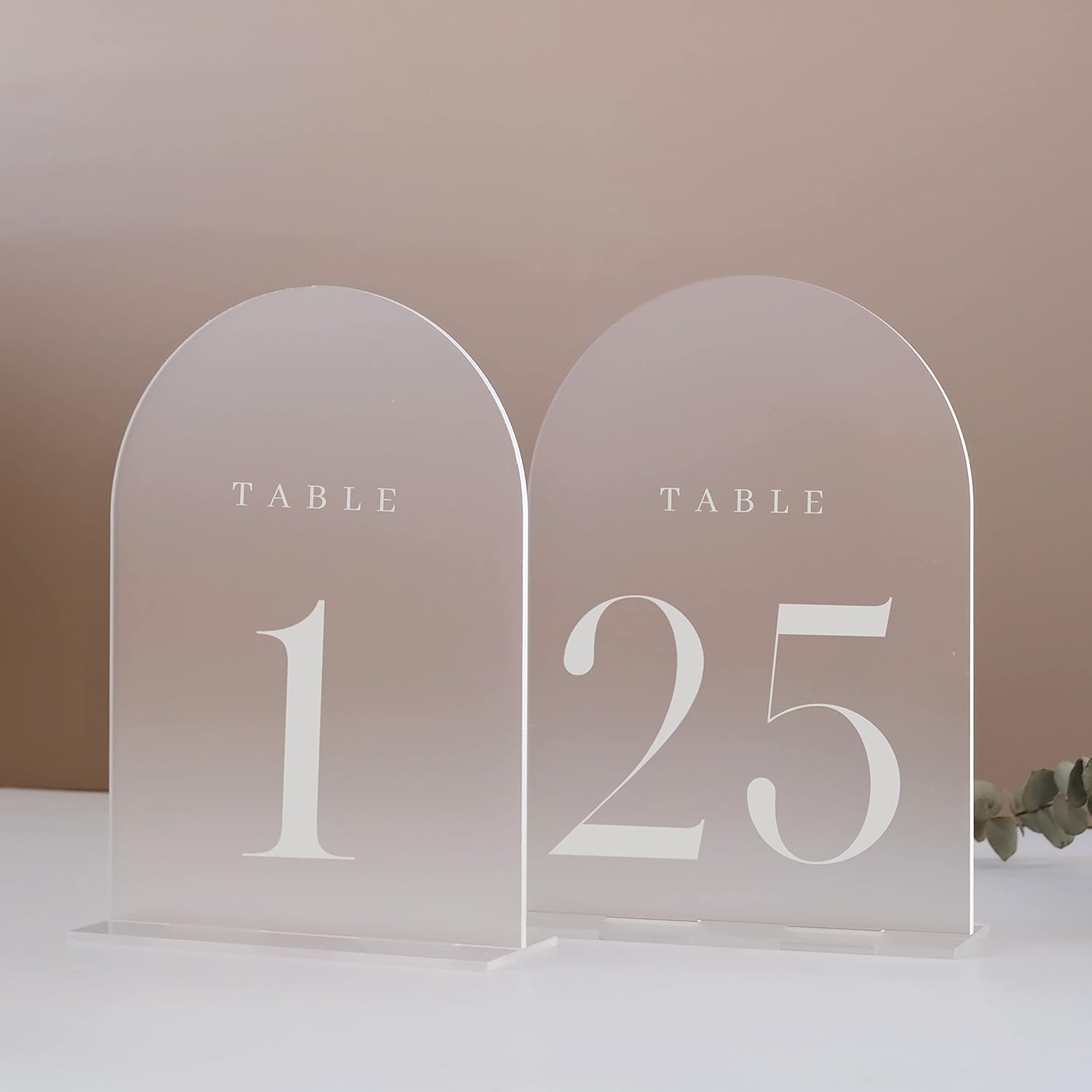 Frosted Arch Table Numbers for Wedding Reception - 25 Pack