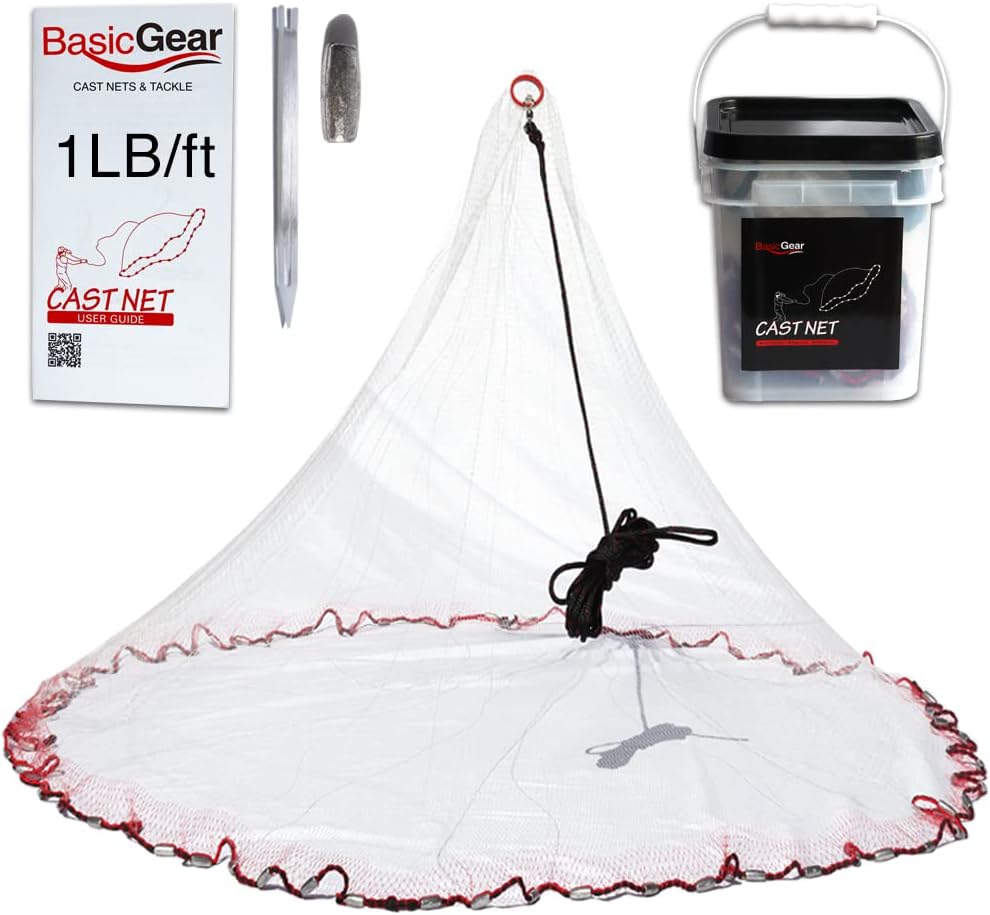 BasicGear Cast Net for Freshwater and Saltwater Fishing Bait