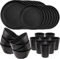 Black Wheat Straw Dinnerware Set for 12 - 48-Piece Unbreakable
