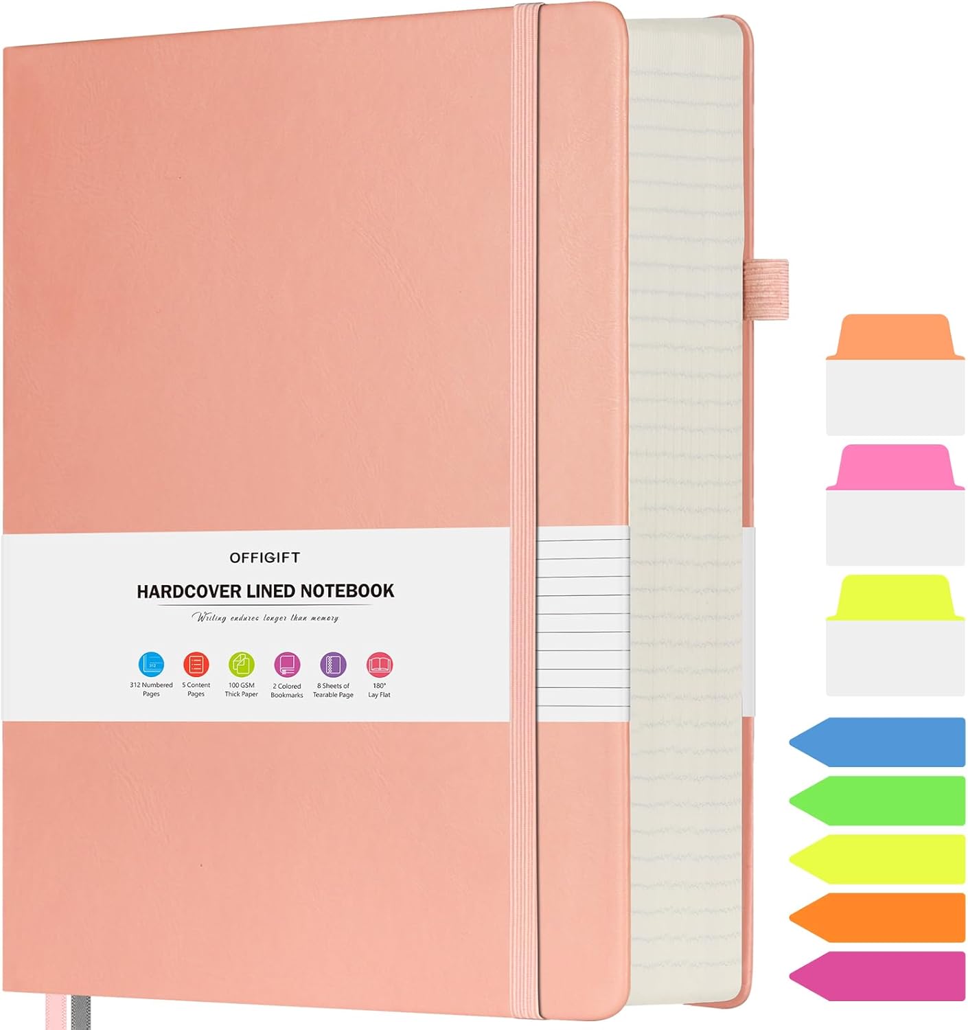Premium Pink Leather Journal, 312 Numbered Pages, 100gsm Paper