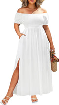 Plus Size Summer Dresses for Women - Boho Off Shoulder Rayon Maxi